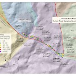 Johnnie Mine Select Rock Samples Geochemistry. See news release dated June 10, 2020 for technical details on rock sampling. Refer to Total Magnetic Intensity for mine location.